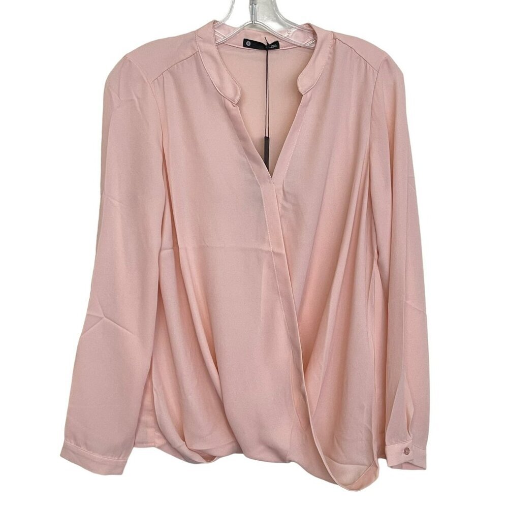 Revolve x Krisa Pink Surplice Wrap Long Sleeve Blouse Small NWT